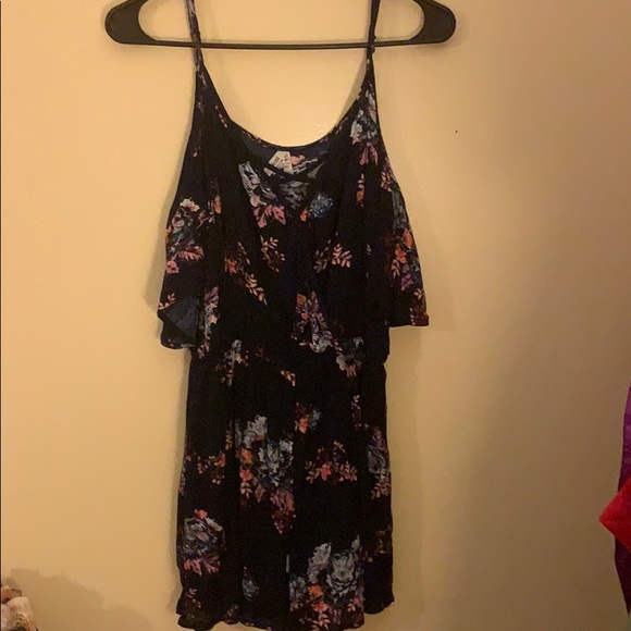 Navy blue romper with floral print size s - Picture 1 of 5